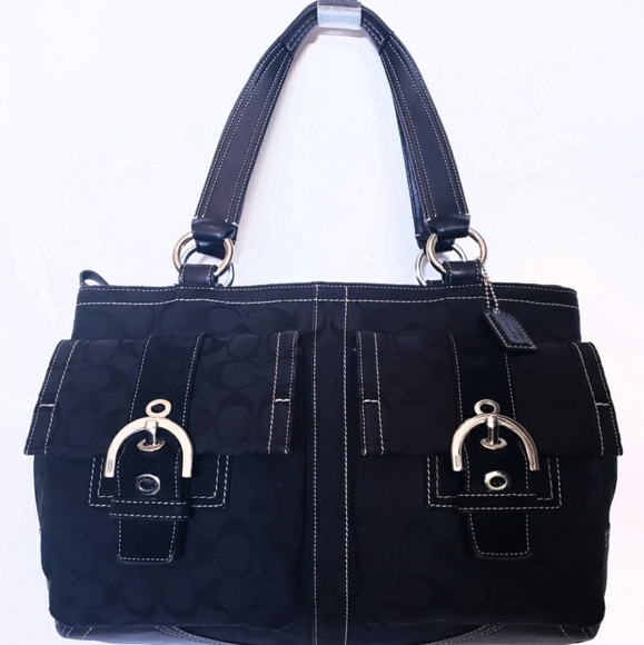 Coach 6378 Signature Large Black Satchel
